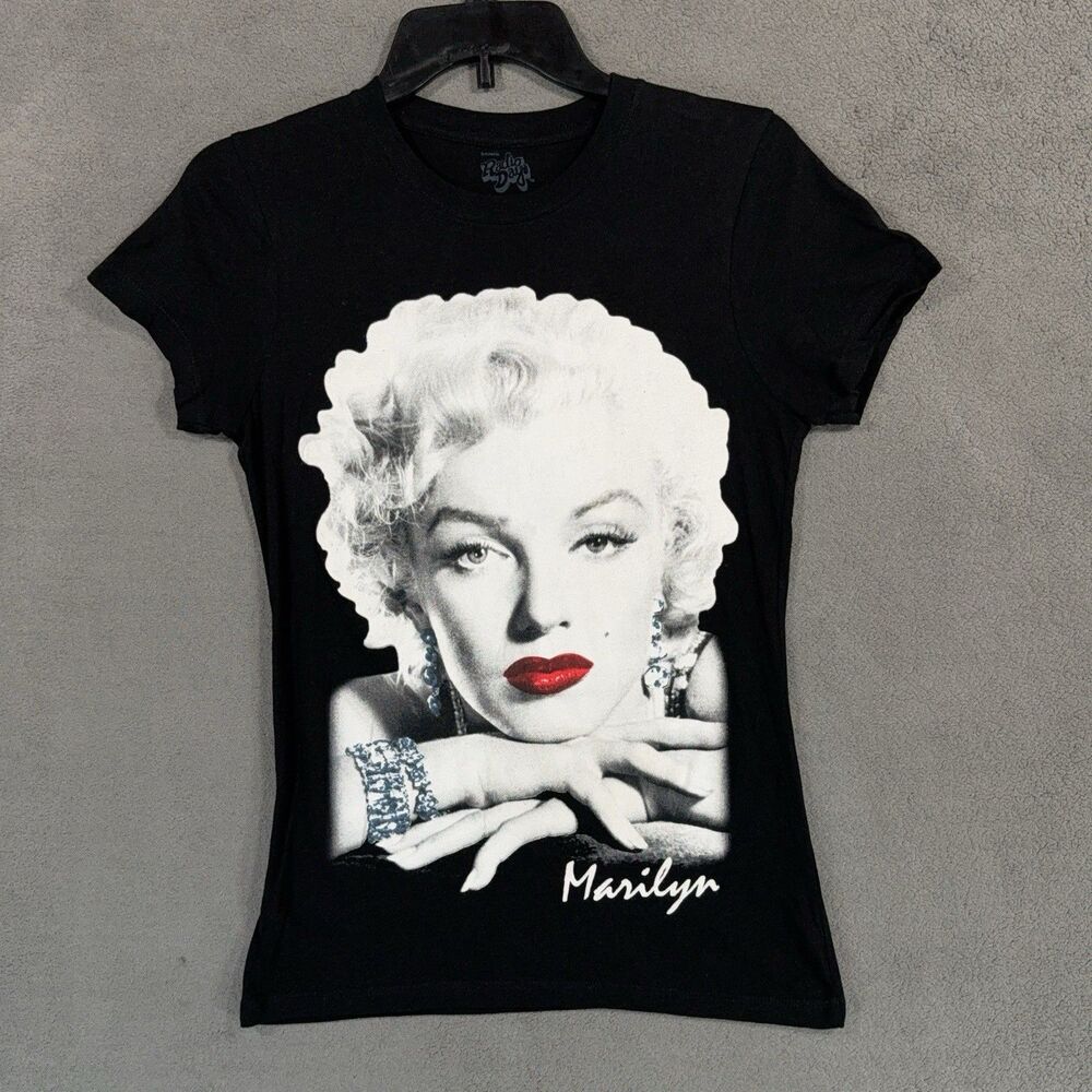 Radio Days Marilyn Monroe Graphic T-Shirt Junior S Black Silver Buffalo Portrait